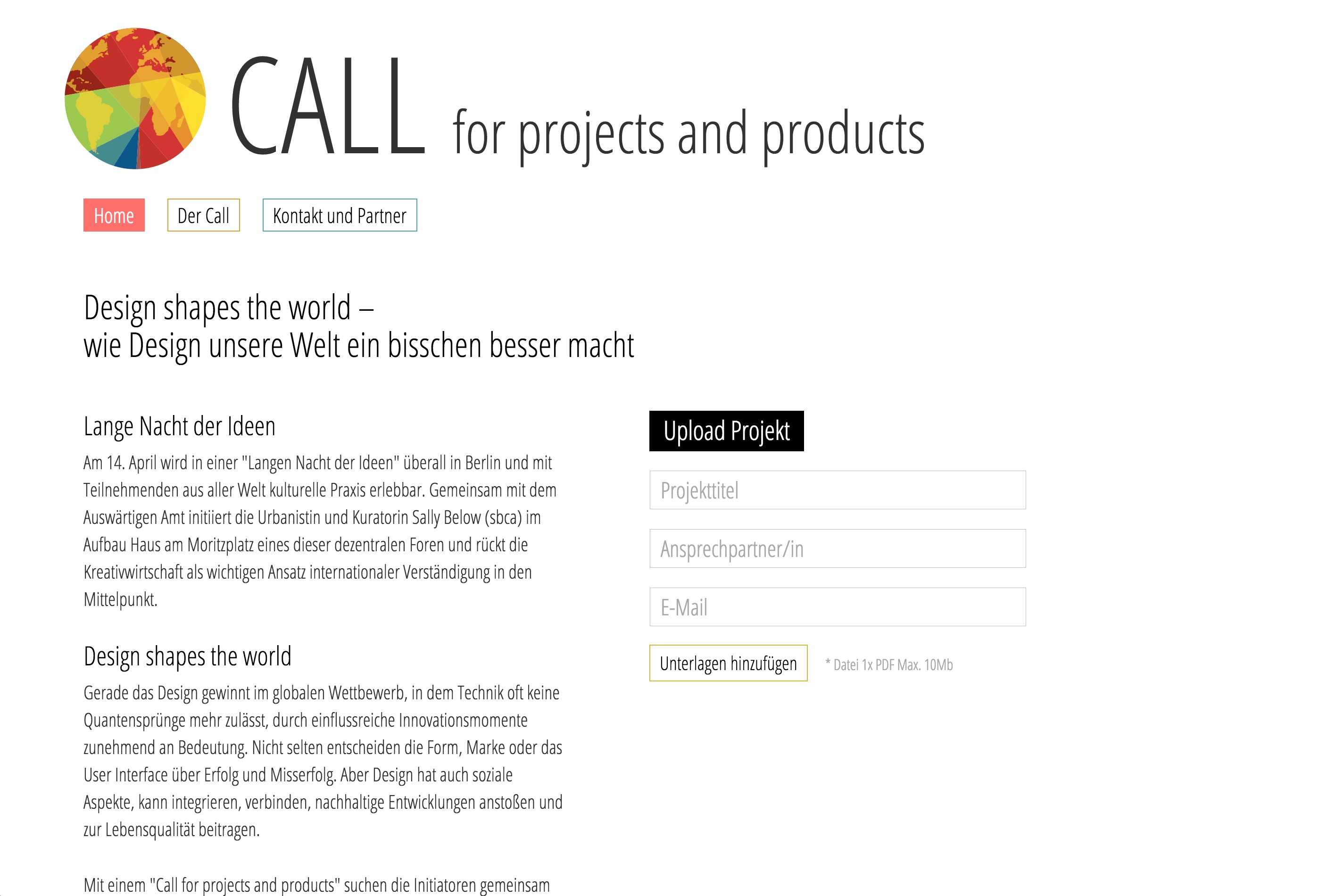 Design Call Berlin website, desktop version.