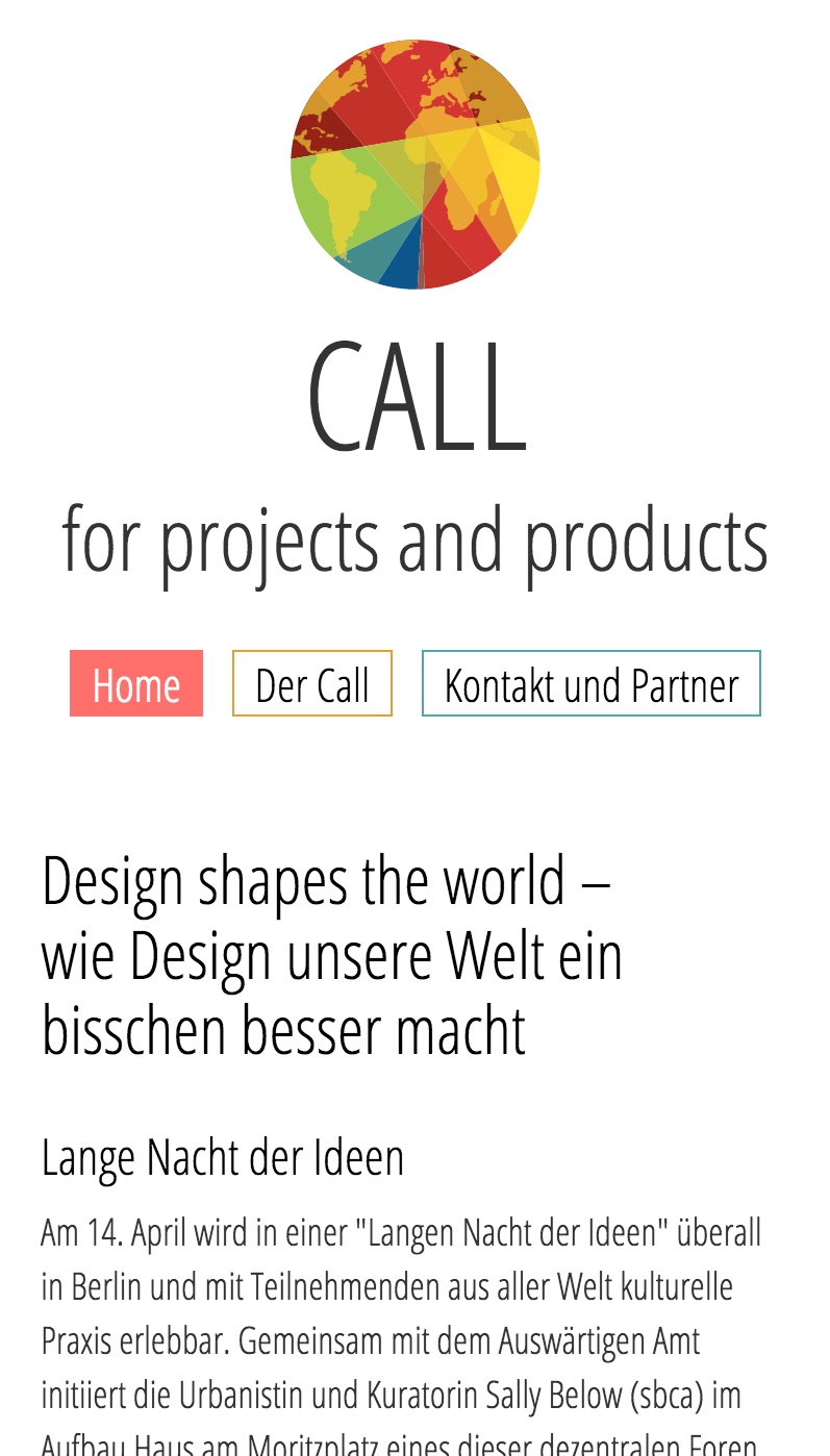 Design Call Berlin website, mobile version.