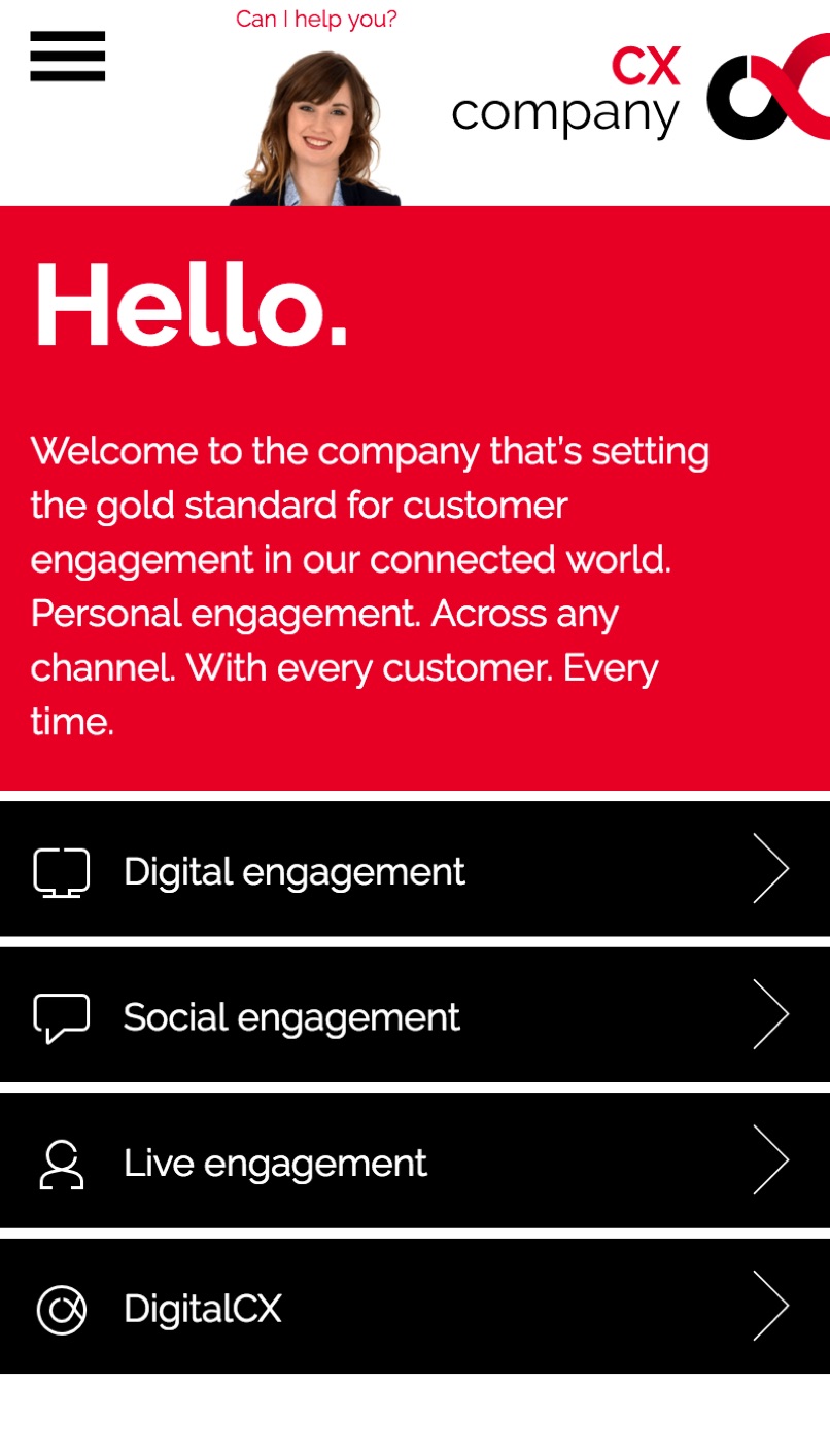 CX Company website, mobile version.
